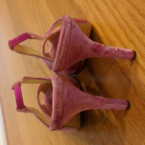 Kate Spade Grammy fuchsia crushed velvet peep toe slingback heels 10 - Picture 4 of 11
